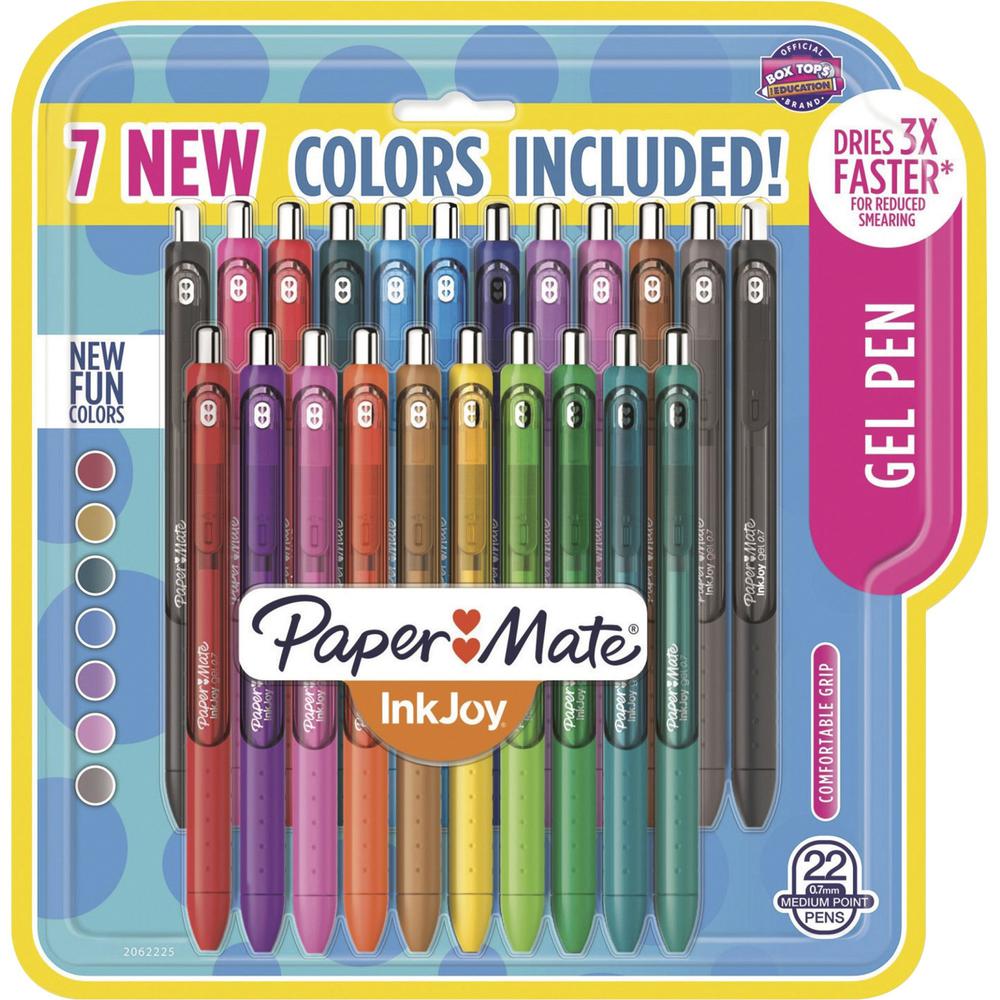 Paper Mate InkJoy Assorted Color Gel Pens - 0.7 mm Pen Point Size - Assorted Gel-based Ink - 22 / Pack. Picture 1