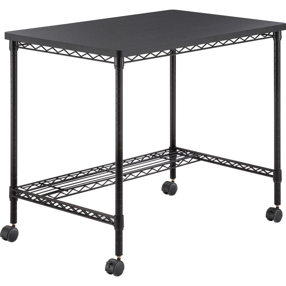 Safco Mobile Wire Desk - Melamine, Black - 35.75" Table Top Width x 24" Table Top Depth - 30.75" Height - Assembly Required - Black - 1 Each. Picture 1
