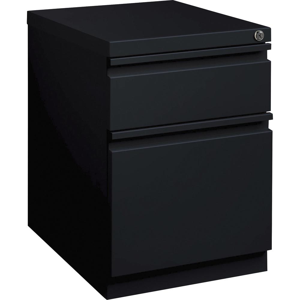 Lorell 20" Box/File Mobile Pedestal - 15" x 19.9" x 23.8" for Box, File - Letter - Mobility, Ball-bearing Suspension, Removable Lock, Pull-out Drawer, Recessed Drawer, Anti-tip, Casters, Key Lock - Bl. Picture 1