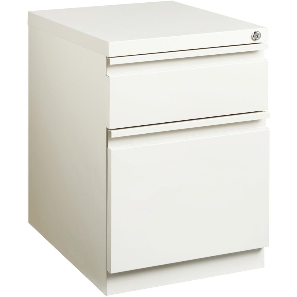 Lorell 20" 2-drawer Box/File Steel Mobile Pedestal - 15" x 19.9" x 23.8" for Box, File - Letter - Mobility, Ball-bearing Suspension, Removable Lock, Pull-out Drawer, Recessed Drawer, Anti-tip, Casters. The main picture.