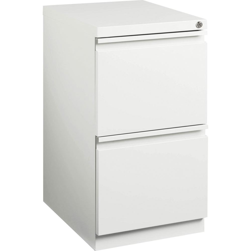 Lorell File/File Mobile Pedestal - 15" x 19.9" x 27.8" for File - Letter - Mobility, Ball-bearing Suspension, Removable Lock, Pull-out Drawer, Recessed Drawer, Casters, Key Lock - White - Steel - Recy. Picture 1