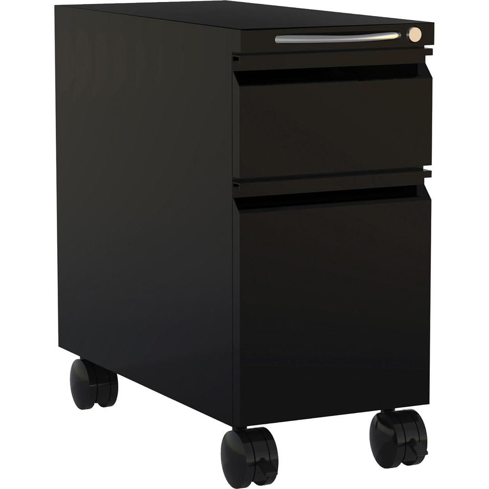 Safco Steel Mini Pedestal - 2-Drawer - 22" x 10.6" x 21" - 2 x Drawer(s) for Box, File - Letter, Legal - Mobility, Lockable, Locking Casters, Pull Handle, Sturdy, Locking Drawer, Key Lock, Pencil Tray. Picture 1