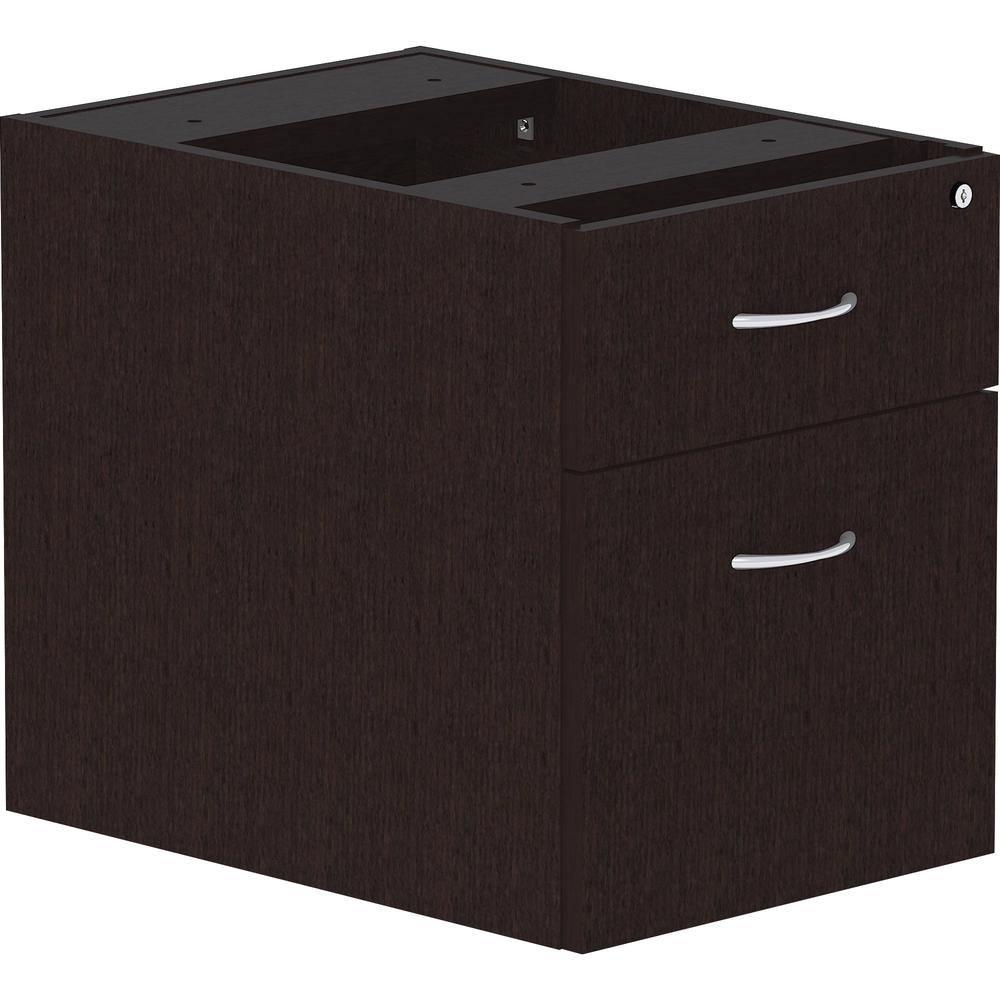 Lorell Essentials Series Box/File Hanging File Cabinet - 16" x 22" x 21" Pedestal - 2 Drawer(s) - Finish: Espresso. Picture 1
