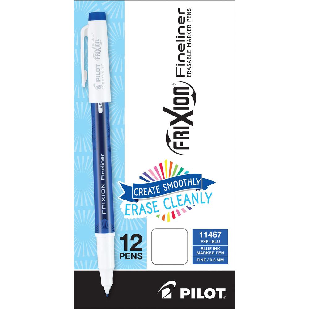 FriXion Fineliner Erasable Marker Pens - Fine Pen Point - 0.6 mm Pen Point Size - Blue Gel-based Ink - 1 Dozen. Picture 1