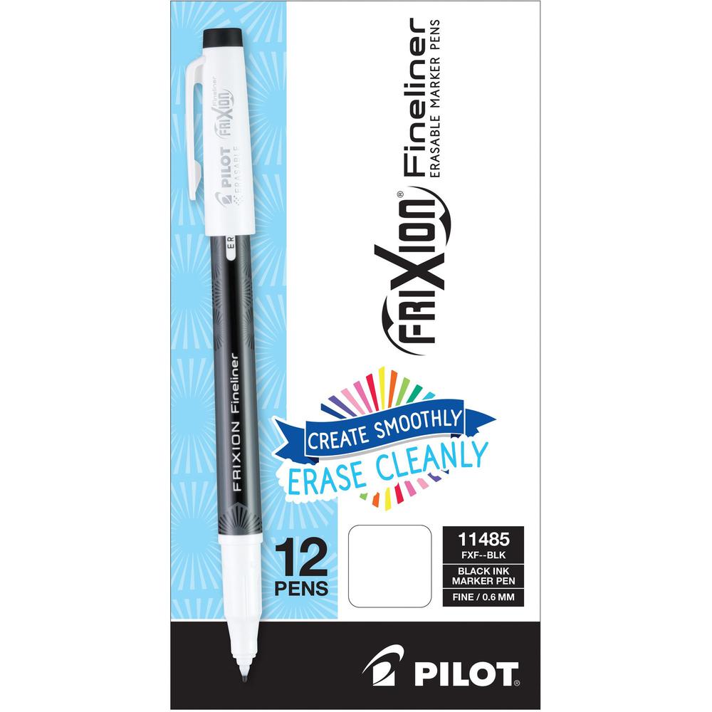 FriXion Fineliner Erasable Marker Pens - Fine Pen Point - 0.6 mm Pen Point Size - Black Gel-based Ink - 1 Dozen. Picture 1