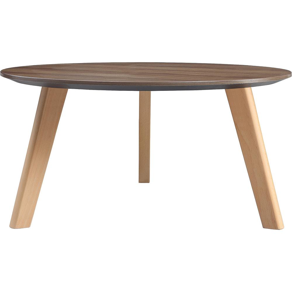 Lorell Quintessence Collection Coffee Table - 15.8" x 32" - Knife Edge - Walnut Laminate Table Top. Picture 1