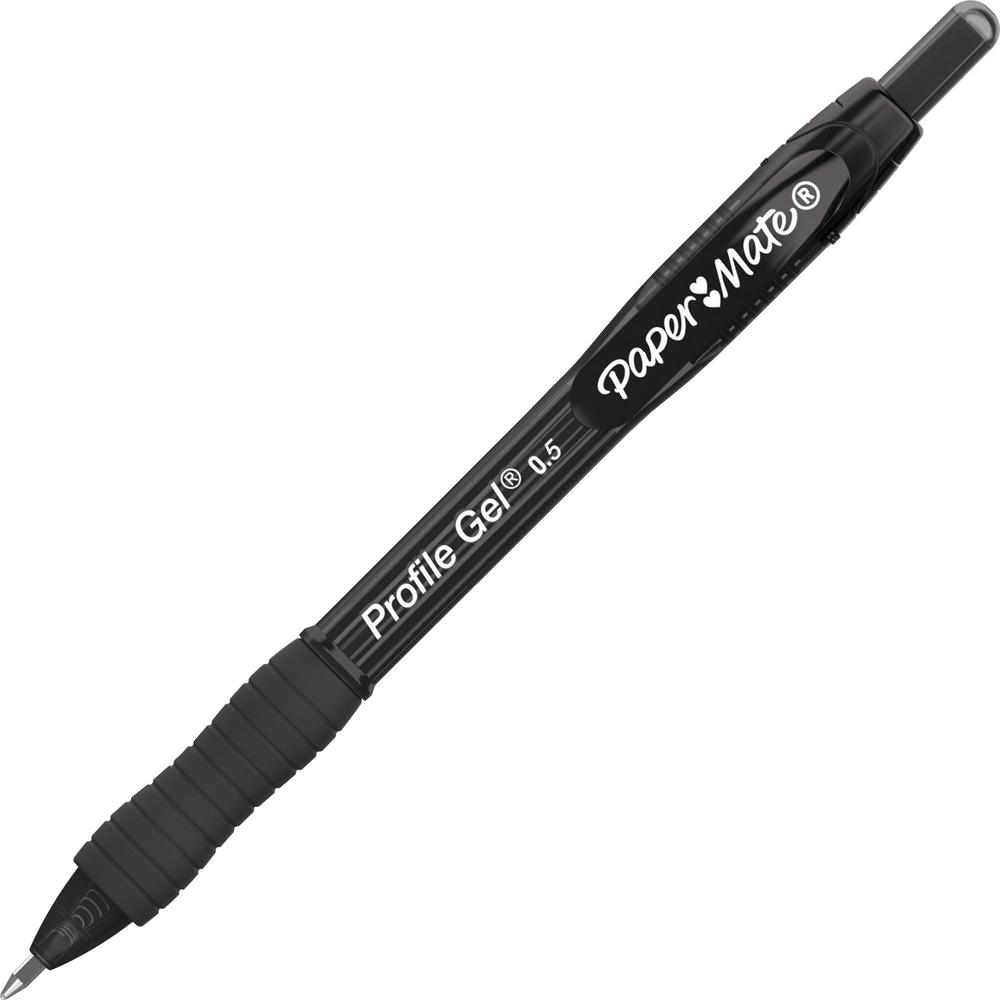 Paper Mate Profile Gel 0.5mm Retractable Pen - 0.55 mm Pen Point Size - Retractable - Black - 1 Dozen. Picture 1