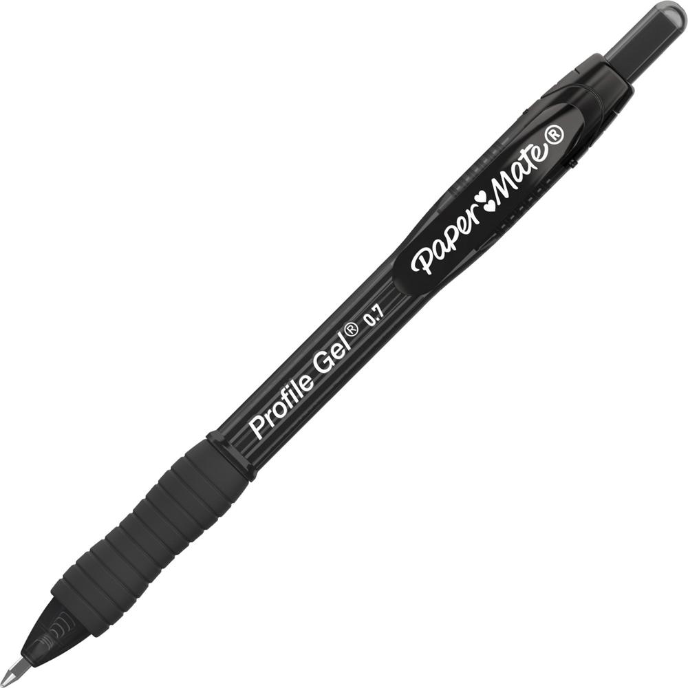 Paper Mate Profile Gel 0.7mm Retractable Pen - 0.7 mm Pen Point Size - Retractable - Black - 1 Dozen. Picture 1