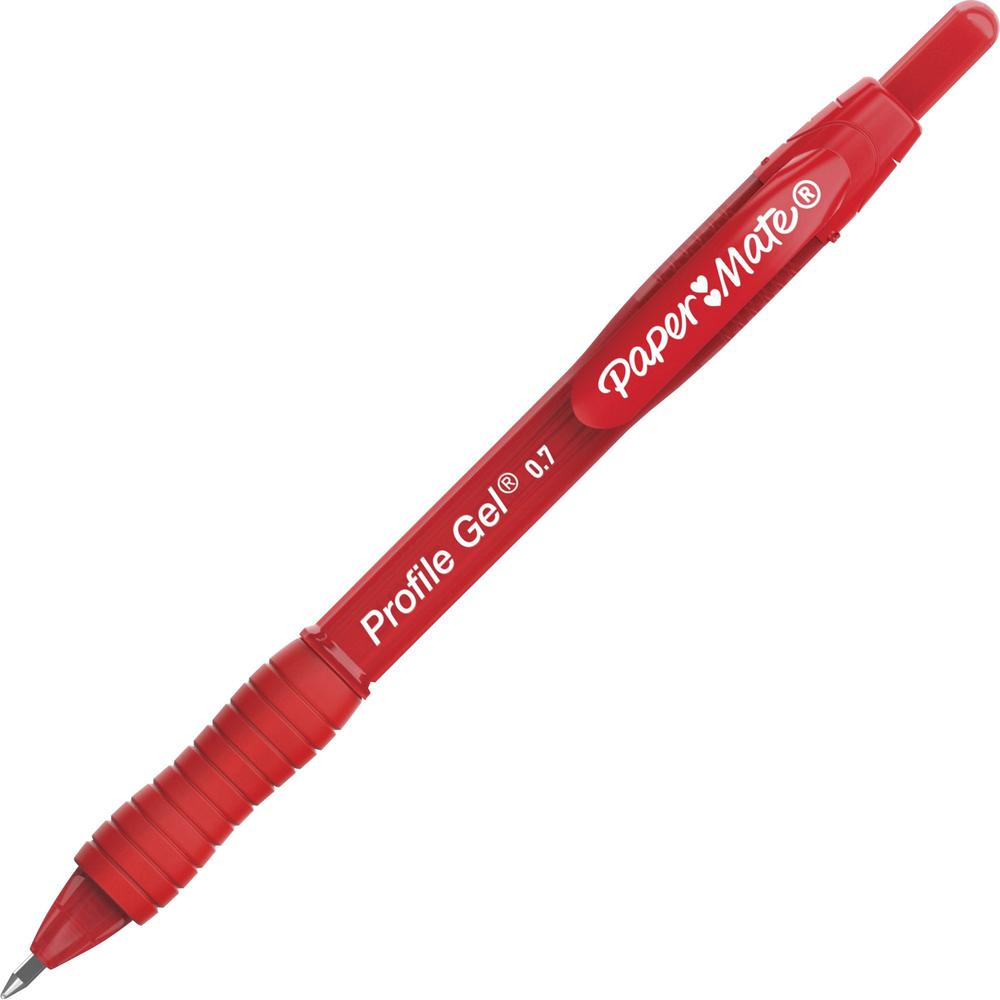 Paper Mate Profile Gel 0.7mm Retractable Pen - 0.7 mm Pen Point Size - Retractable - Red - 1 Dozen. Picture 1