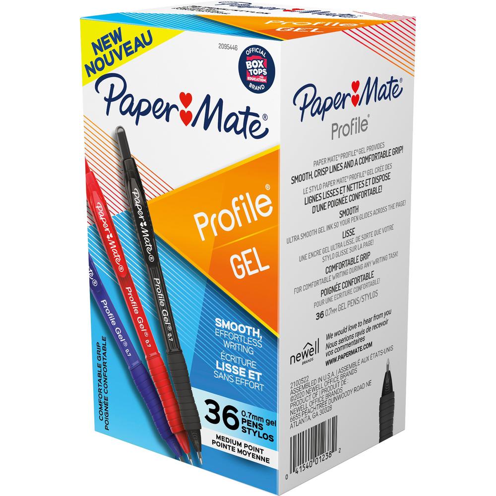 Paper Mate Profile Gel 0.7mm Retractable Pen - 0.7 mm Pen Point Size - RetractableGel-based Ink - 36 / Box. The main picture.