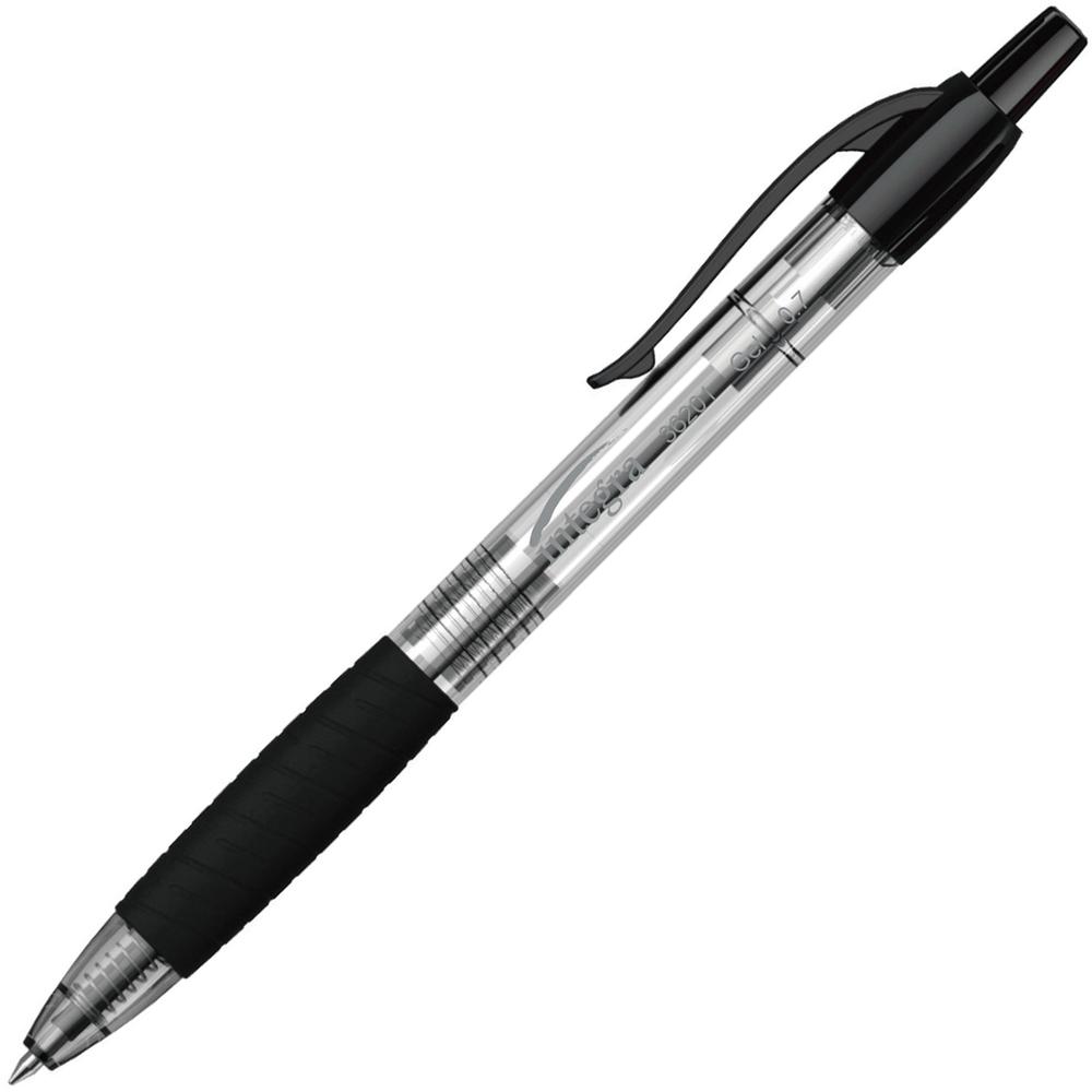 Integra Retractable 0.7mm Gel Pen - Medium Pen Point - 0.7 mm Pen Point Size - Retractable - Black Gel-based Ink - Black Barrel - 1 Dozen. Picture 1