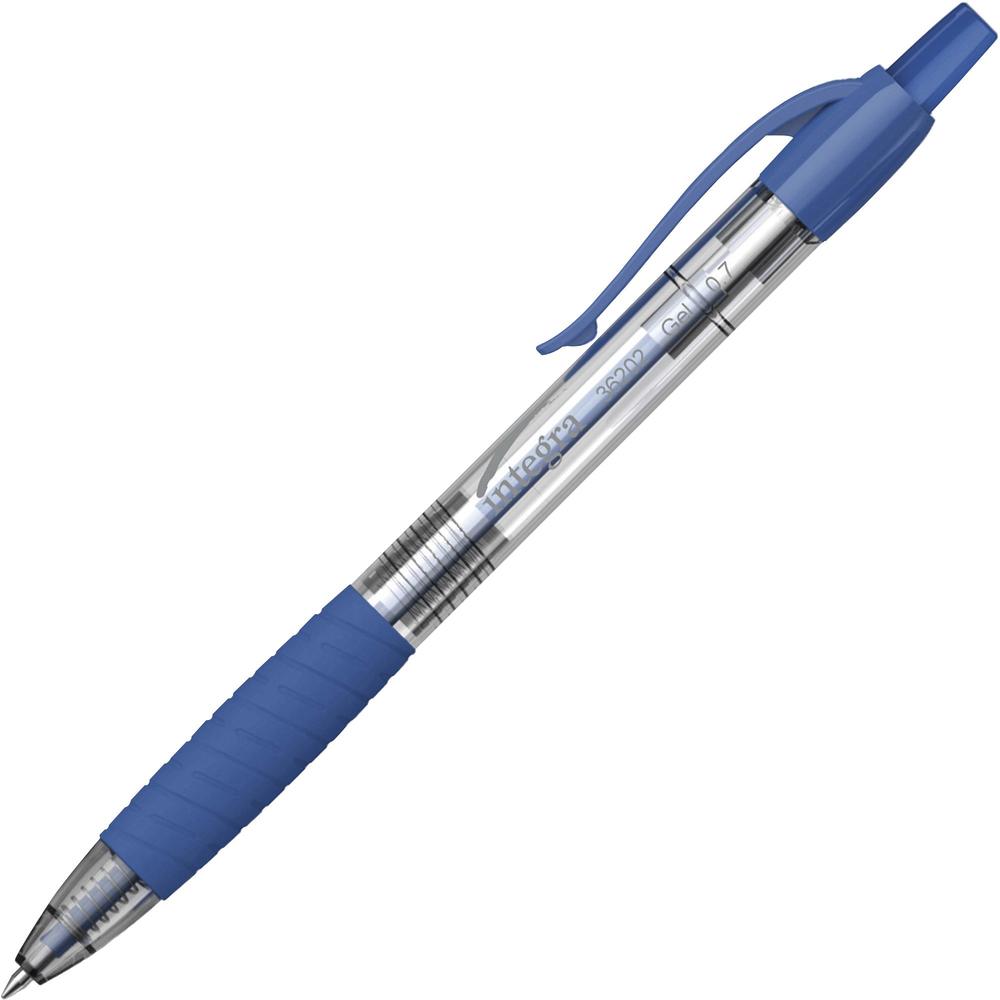 Integra Retractable 0.7mm Gel Pen - Medium Pen Point - 0.7 mm Pen Point Size - Retractable - Blue Gel-based Ink - Blue Barrel - 1 Dozen. Picture 1