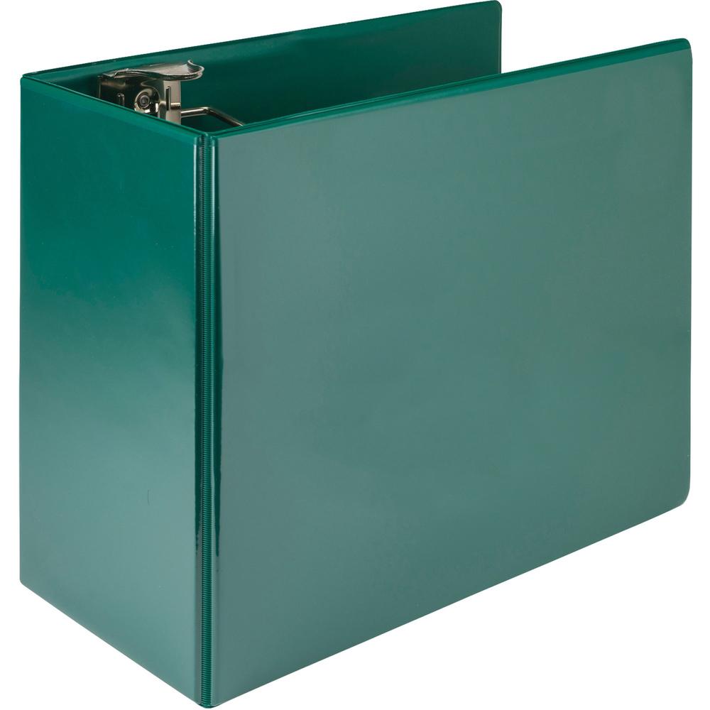 Samsill Nonstick 6" Locking D-Ring View Binder - 6" Binder Capacity - 1225 Sheet Capacity - 3 x D-Ring Fastener(s) - 2 Internal Pocket(s) - Green - 2.73 lb - Recycled - Lockable, Non-stick, Concealed . Picture 1