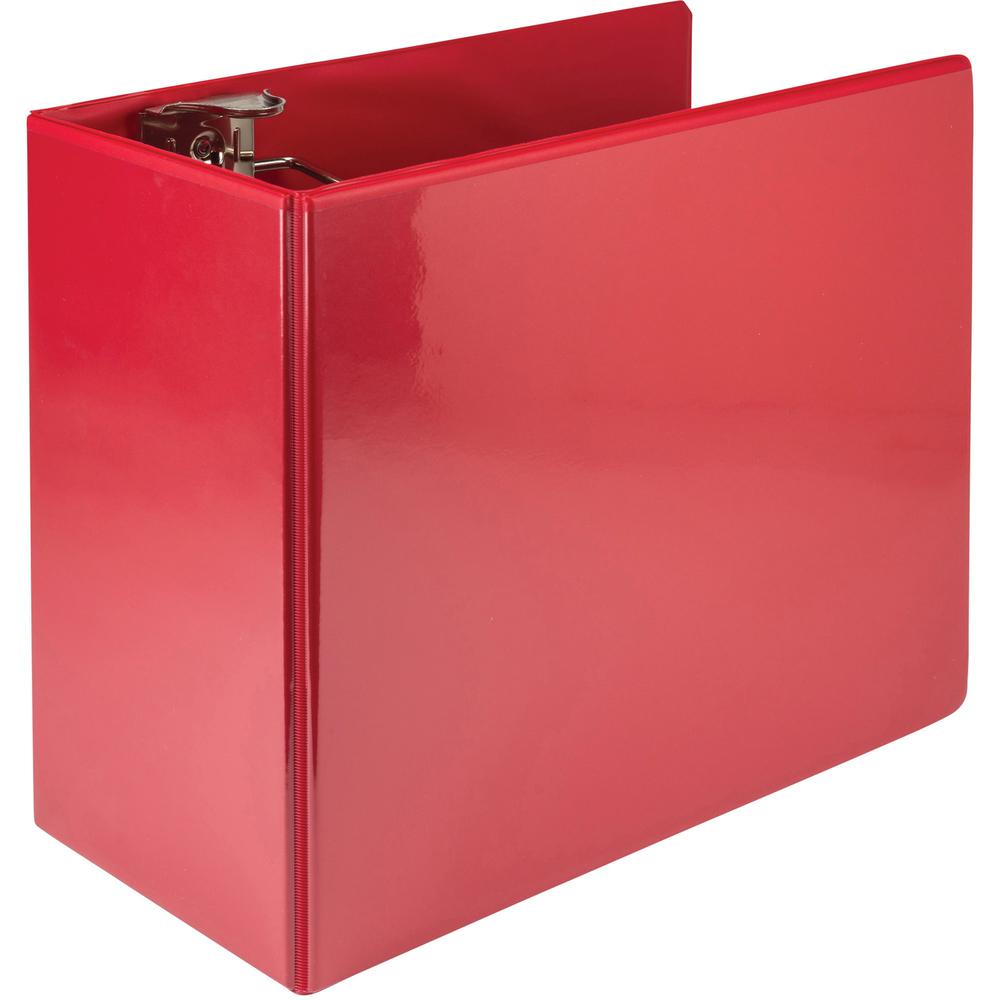 Samsill Nonstick 6" Locking D-Ring View Binder - 6" Binder Capacity - 1225 Sheet Capacity - 3 x D-Ring Fastener(s) - 2 Internal Pocket(s) - Red - 2.73 lb - Recycled - Lockable, Non-stick, Concealed Ri. Picture 1