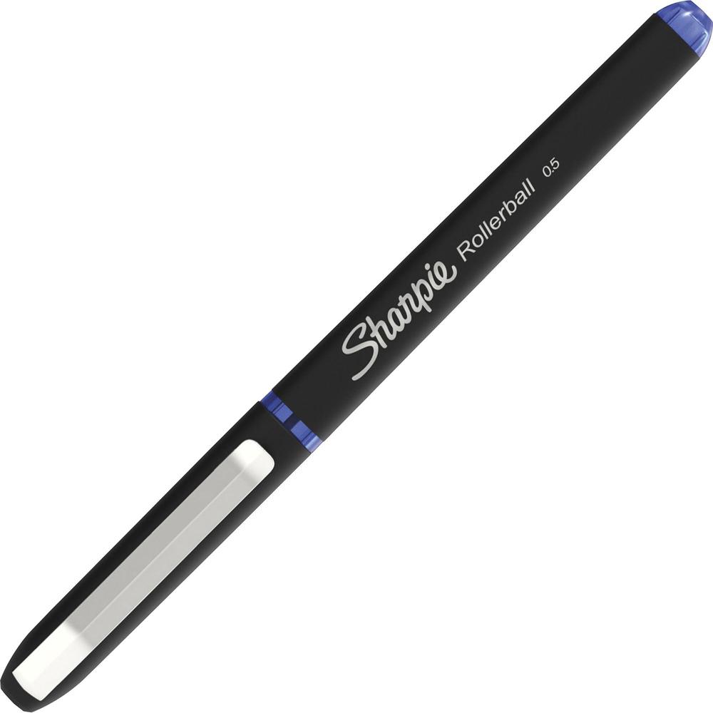 Sharpie Rollerball Pens - 0.5 mm Pen Point Size - Blue - Black Barrel - 4 / Pack. Picture 1