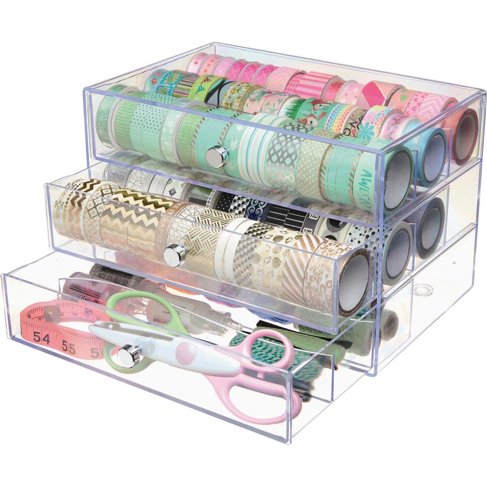 Deflecto 3-Drawer Storage Organizer - 3 Drawer(s) - 7" Height x 10" Width x 6.8" Depth - Clear - 1 Each. Picture 1