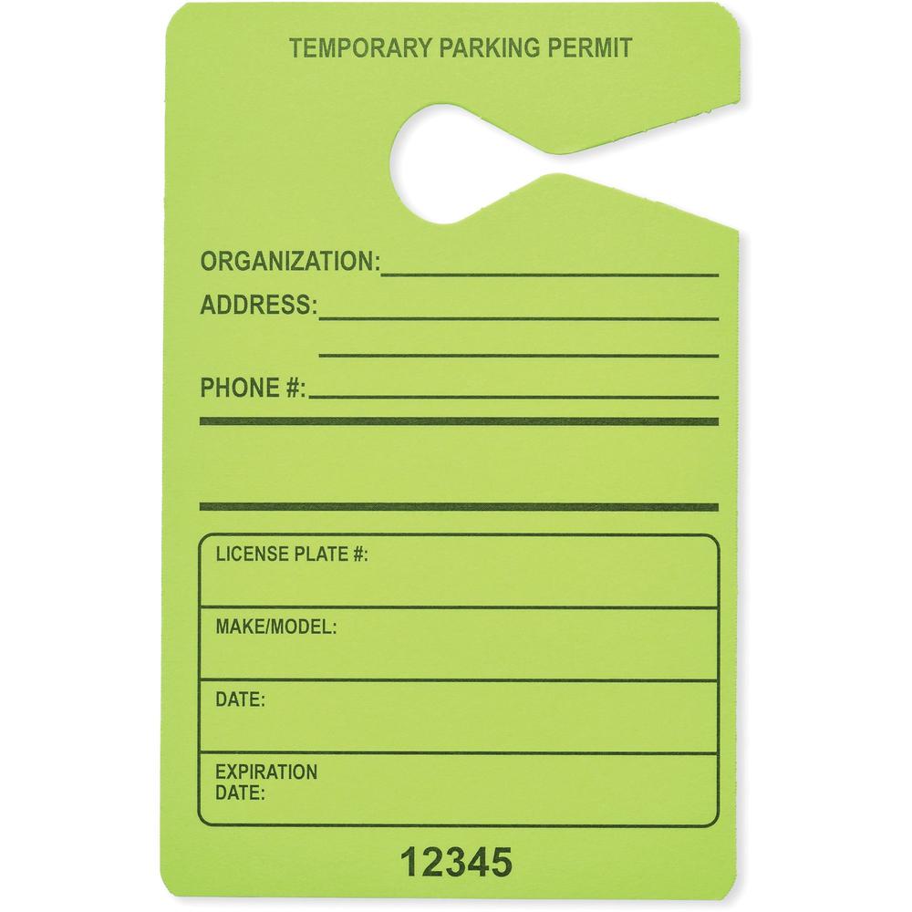 Tatco Information Sign - 50 / Pack - 3.5" Width x 5.5" Height - Rectangular Shape - Hanging - Fluorescent Green. Picture 1
