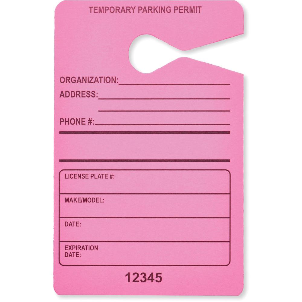 Tatco Information Sign - 50 / Pack - 3.5" Width x 5.5" Height - Rectangular Shape - Hanging - Fluorescent Pink. Picture 1