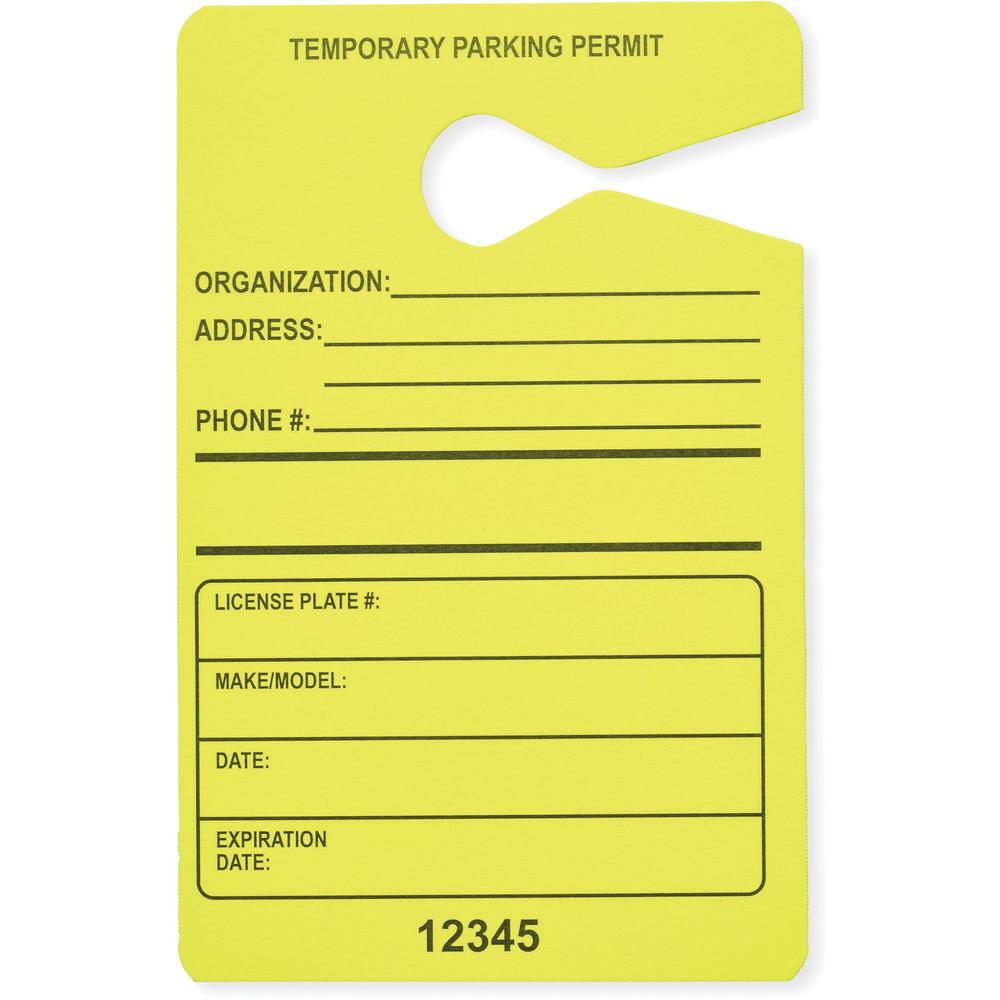 Tatco Information Sign - 50 / Pack - 3.5" Width x 5.5" Height - Rectangular Shape - Hanging - Fluorescent Yellow. Picture 1