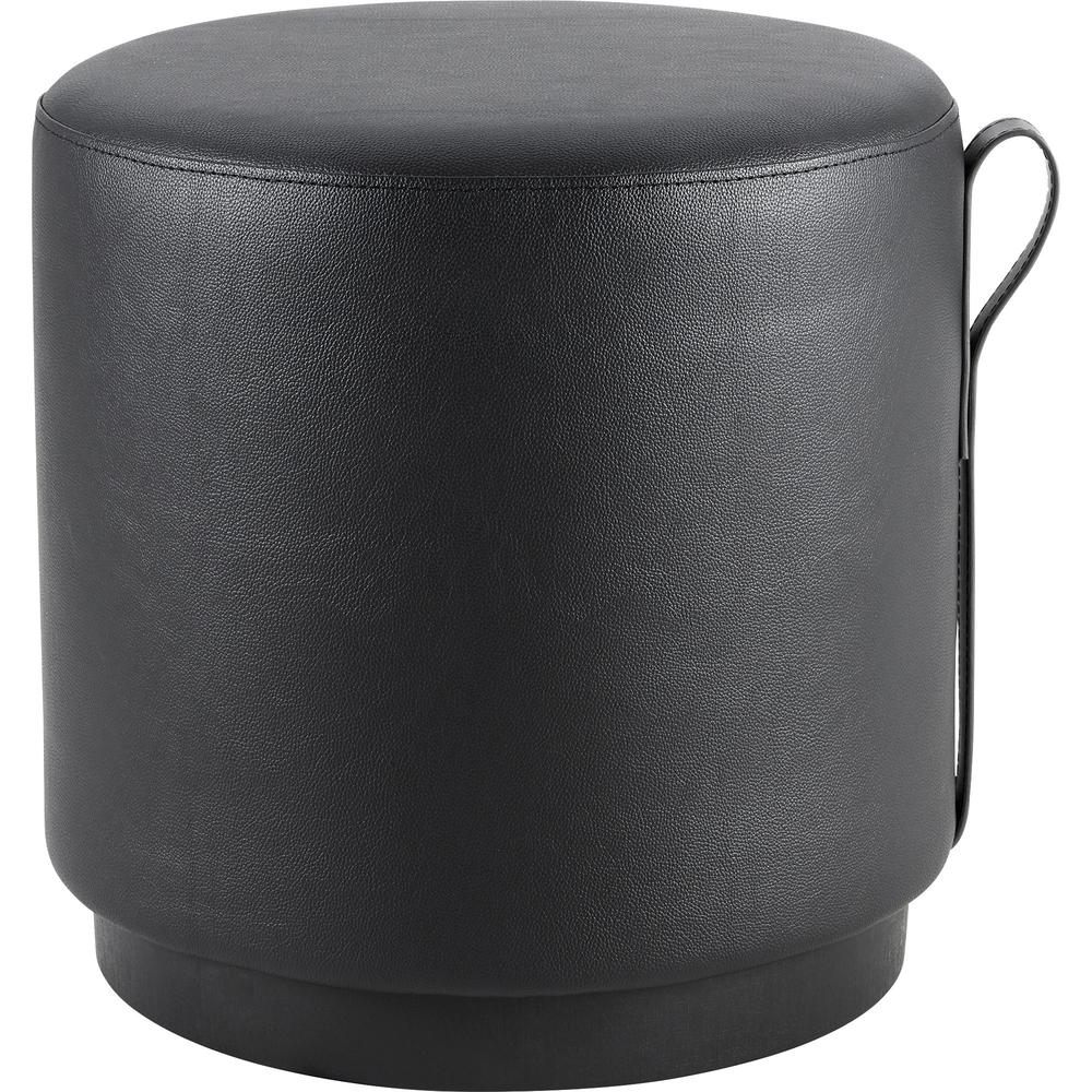 Lorell Contemporary Seating Round Foot Stool - Black Polyurethane Seat - 1 Each. The main picture.