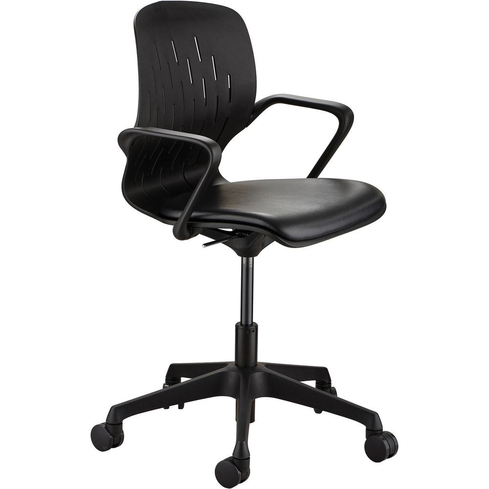 Safco Shell Desk Chair - Black Vinyl Plastic Seat - Black Plastic Back - Steel Frame - 5-star Base - 1 Each. The main picture.