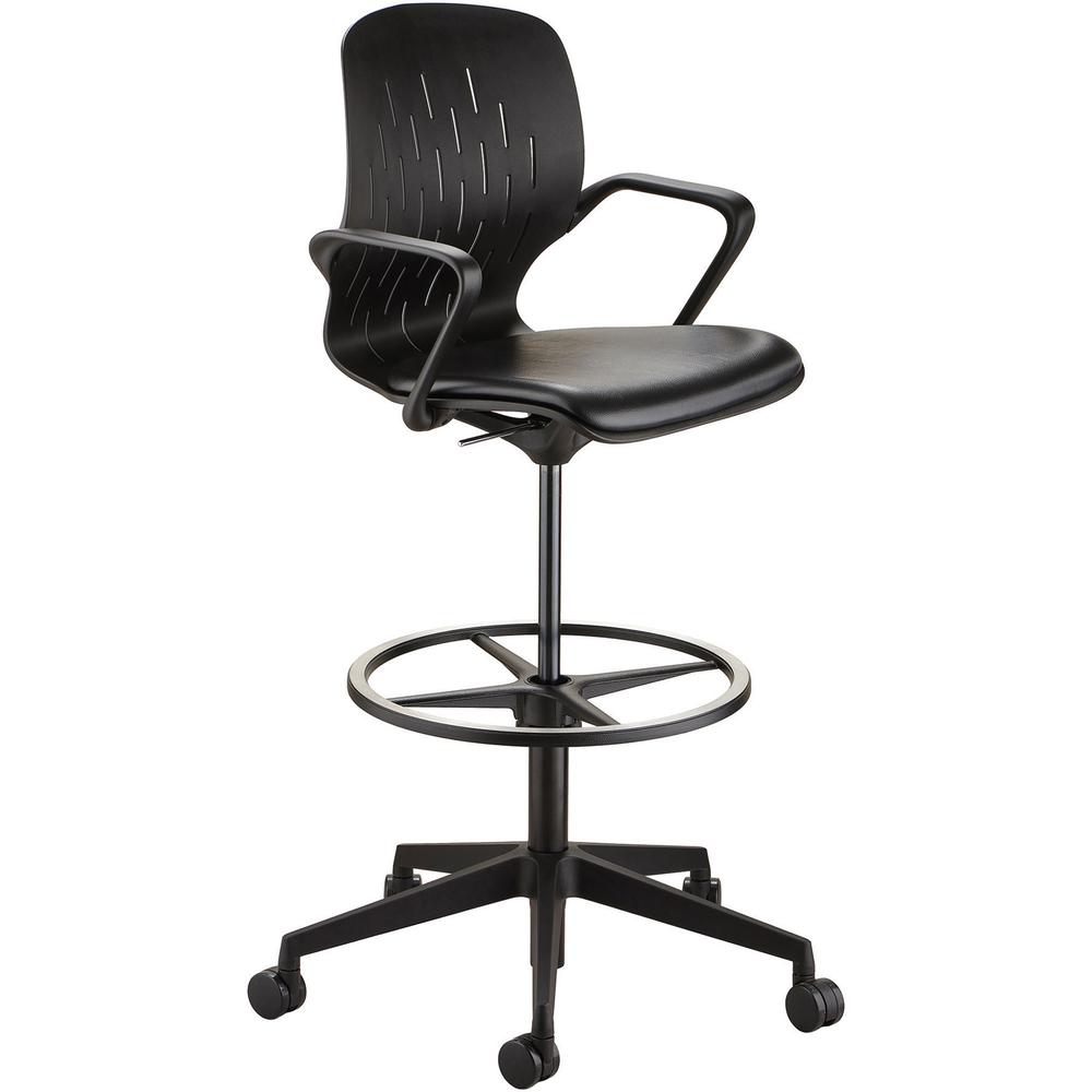 Safco Shell Extended-Height Chair - Black Vinyl Plastic Seat - Black Plastic Back - 5-star Base - 1 Each. The main picture.