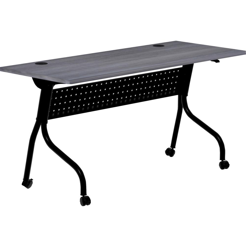 Lorell Flip Top Training Table - Charcoal Rectangle, Melamine Top - Black Four Leg Base - 4 Legs x 60" Table Top Width x 23.60" Table Top Depth - 29.50" Height - Melamine - 1 Each. Picture 1