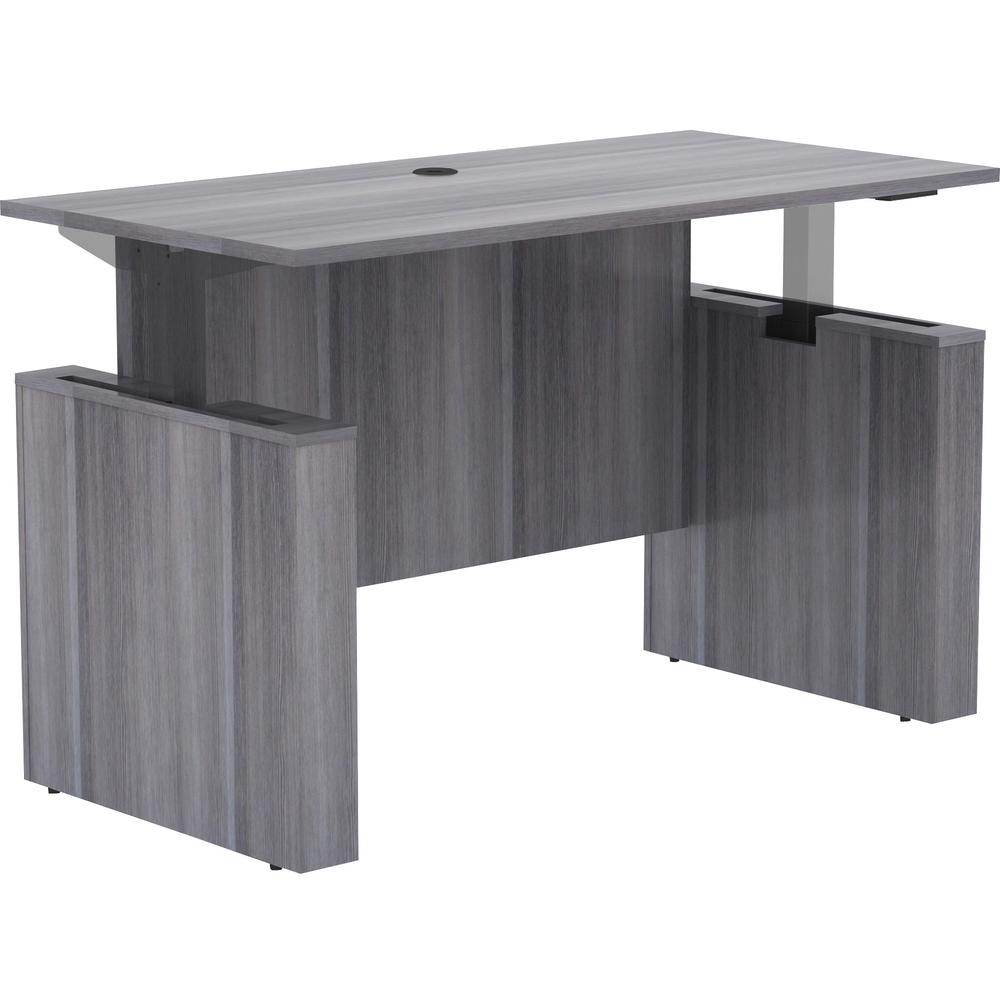 Lorell Essentials Series Sit-to-Stand Desk Shell - 0.1" Top, 1" Edge, 60" x 29"49" - Finish: Weathered Charcoal. Picture 1