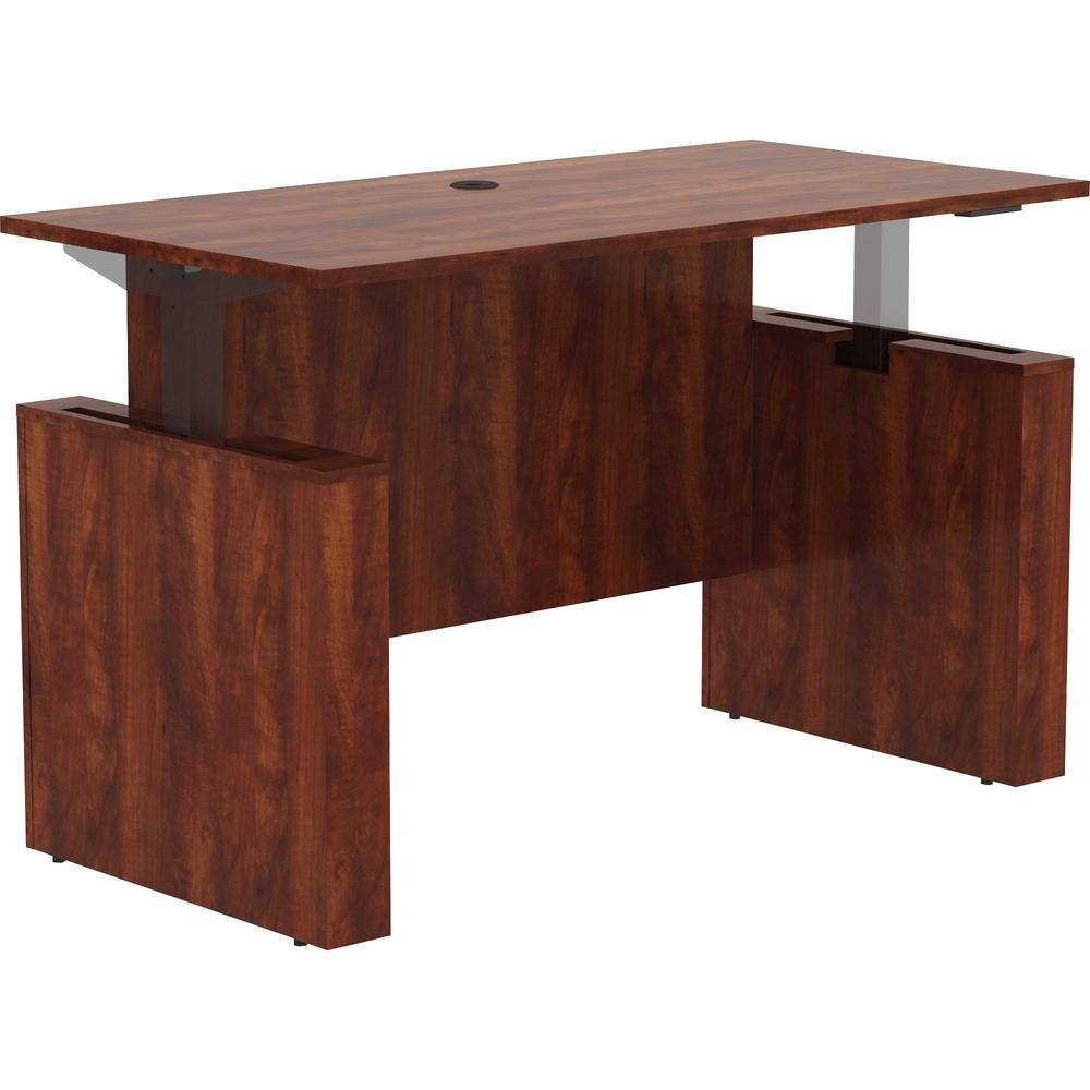 Lorell Essentials 60" Sit-to-Stand Desk Shell - 0.1" Top, 1" Edge, 60" x 29"49" - Finish: Cherry. Picture 1