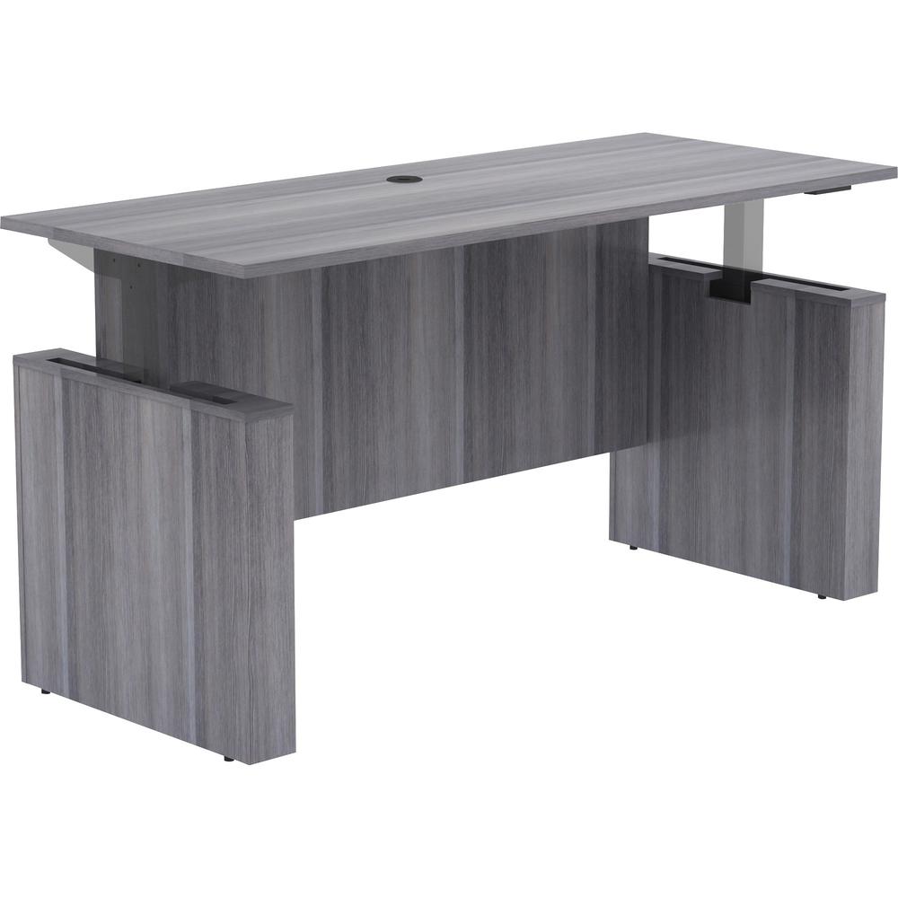Lorell Essentials 72" Sit-to-Stand Desk Shell - 0.1" Top, 1" Edge, 72" x 29" x 49" - Material: Polyvinyl Chloride (PVC) Edge - Finish: Laminate Top, Weathered Charcoal. The main picture.