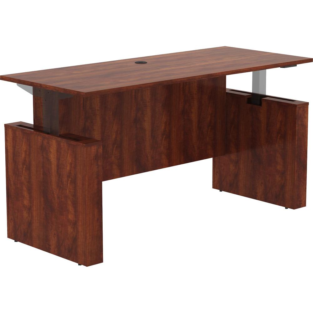 Lorell Essentials Series Sit-to-Stand Desk Shell - 0.1" Top, 1" Edge, 72" x 29"49" - Finish: Cherry - Laminate Table Top. Picture 1