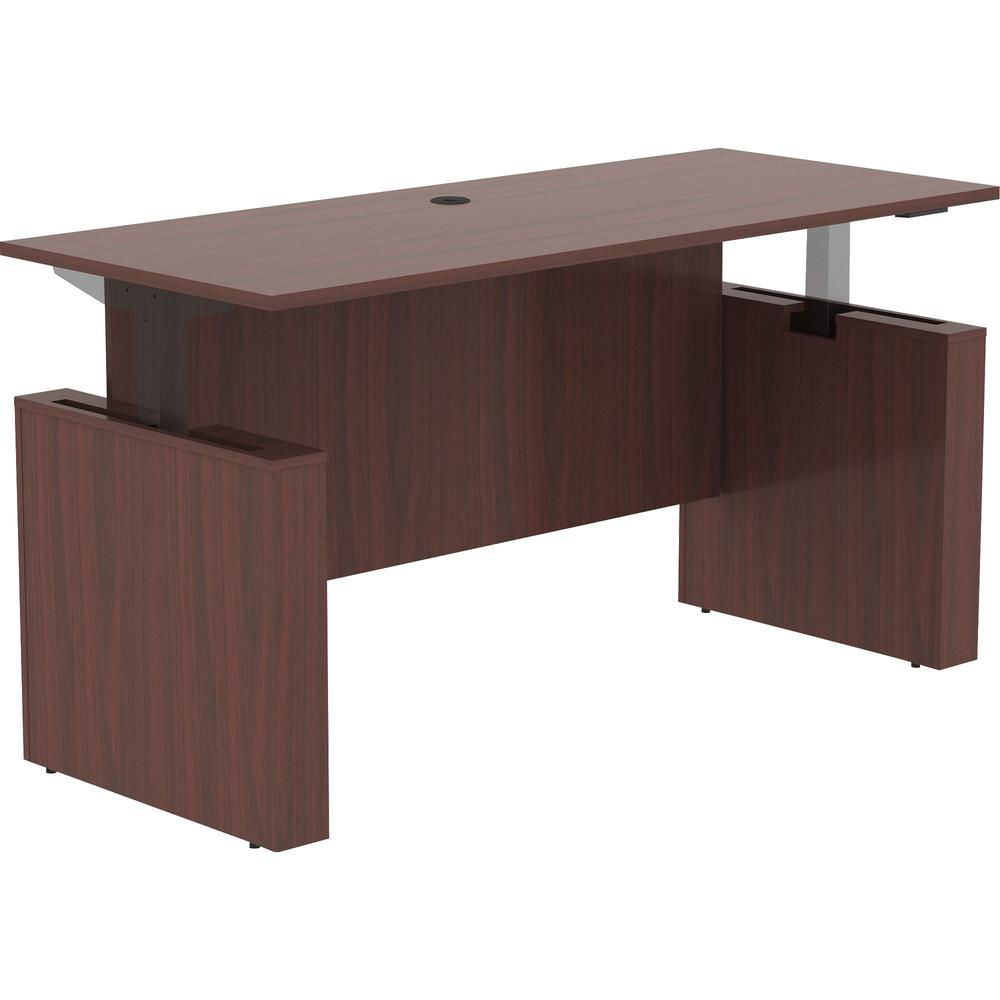 Lorell Essentials Series Sit-to-Stand Desk Shell - 0.1" Top, 1" Edge, 72" x 29"49" - Finish: Mahogany - Laminate Table Top. Picture 1