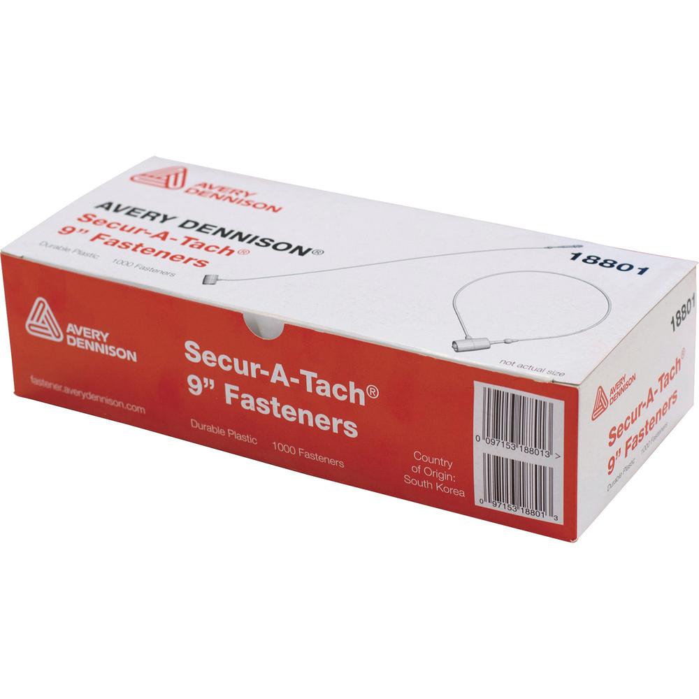 Monarch Secure-A-Tach Fasteners - 1000 Fastener(s) Polypropylene - 9" - 1000/Box - Clear. Picture 1