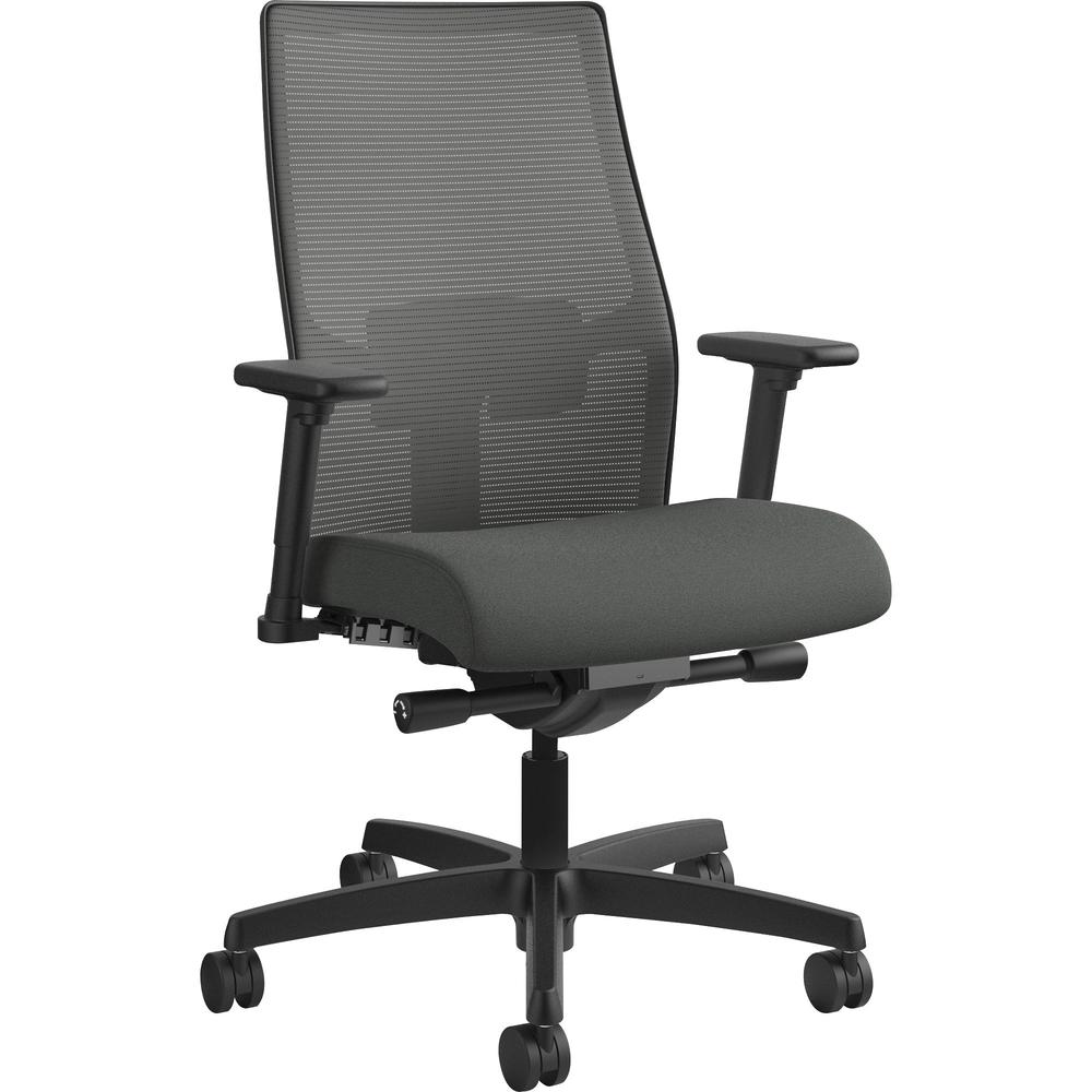 HON Ignition 2.0 Chair - Iron Ore Fabric Seat - Charcoal Mesh Back - Black Frame - Mid Back - Iron Ore. Picture 1