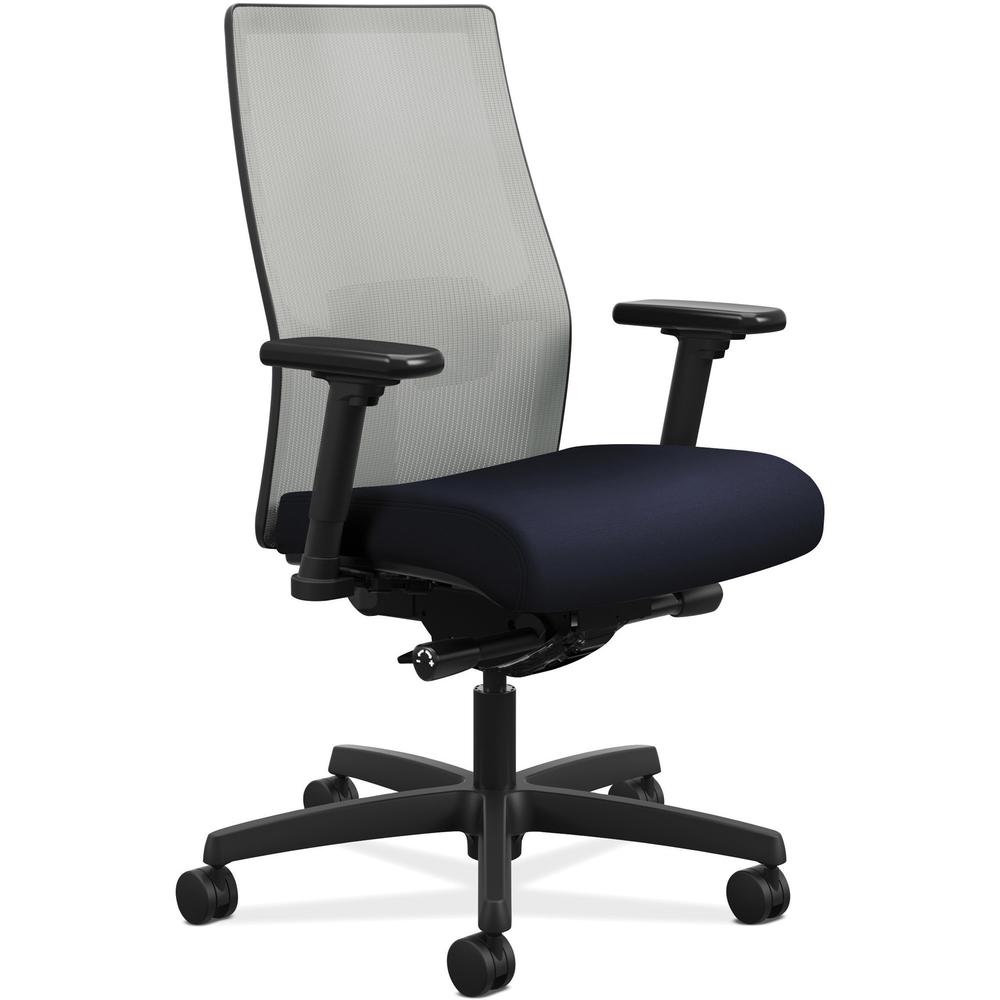 HON Ignition 2.0 Chair - Navy Fabric Seat - Fog Mesh Back - Black Frame - Mid Back - Navy. Picture 1