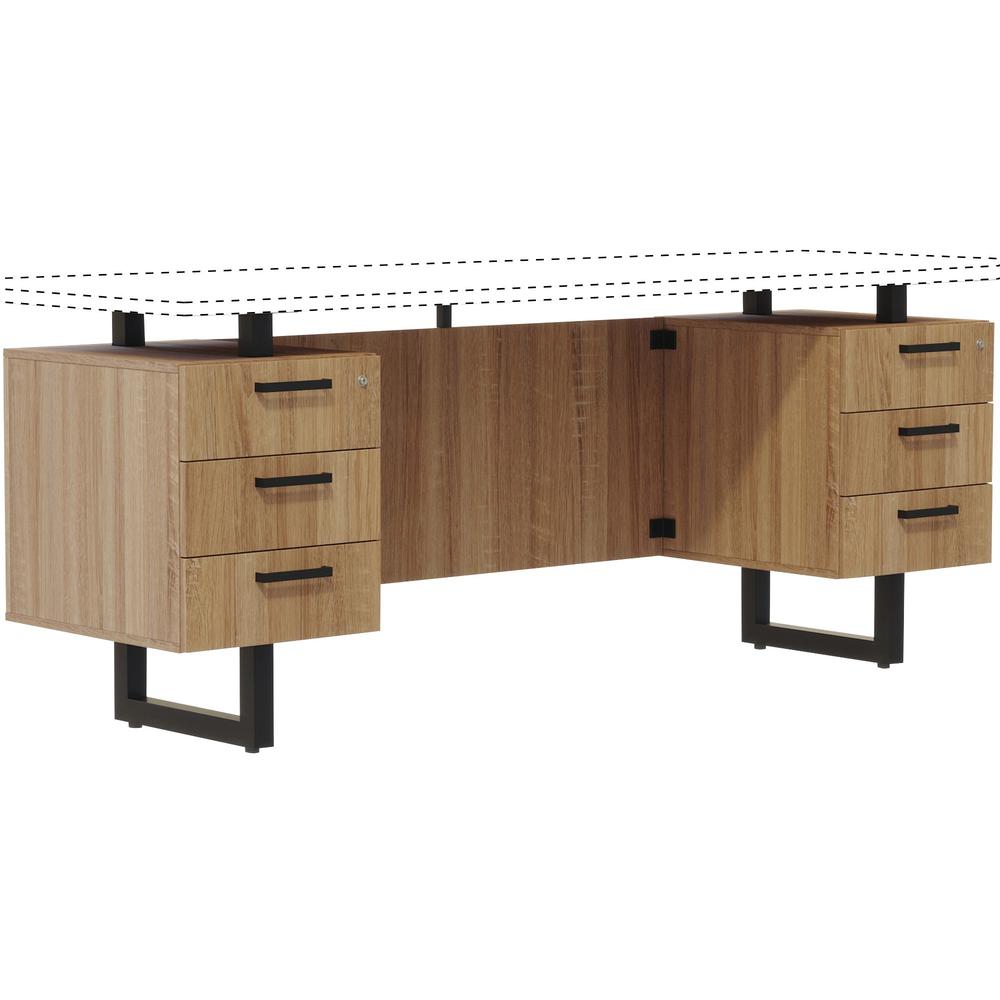 Safco Mirella Free Standing Credenza Pedestal Base - Box Drawer(s) - Material: Particleboard, Steel Pull - Finish: Sand Dune, Laminate, Powder Coated Pull. Picture 1