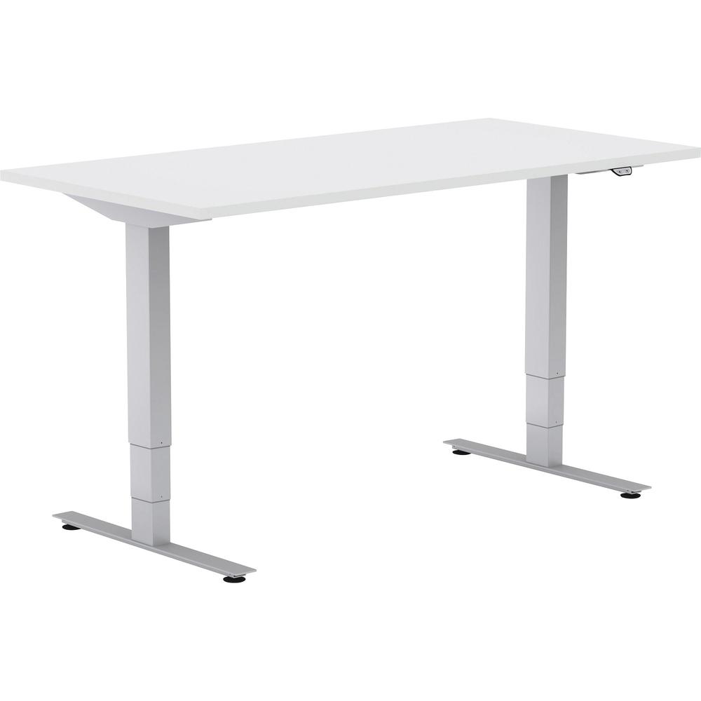 Special-T 24x48" Patriot 2-Stage Sit/Stand Table - Espresso Rectangle Top - Brown Silver Base - 48" Table Top Width x 24" Table Top Depth - 46" Height - Assembly Required - TAA Compliant. Picture 1