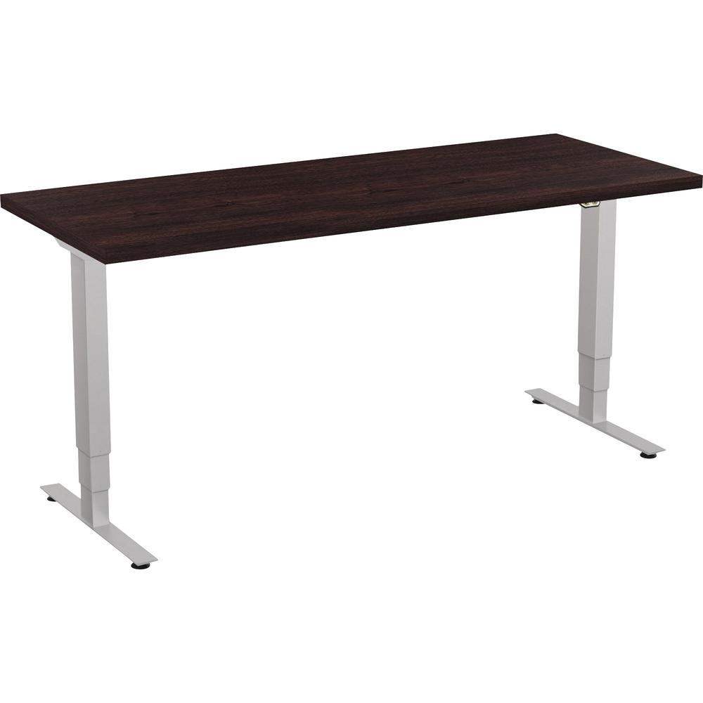 Special-T 24x60" Patriot 3-Stage Sit/Stand Table - Espresso Rectangle Top - Brown Silver Base - 60" Table Top Width x 24" Table Top Depth - 46" Height - Assembly Required - TAA Compliant. Picture 1