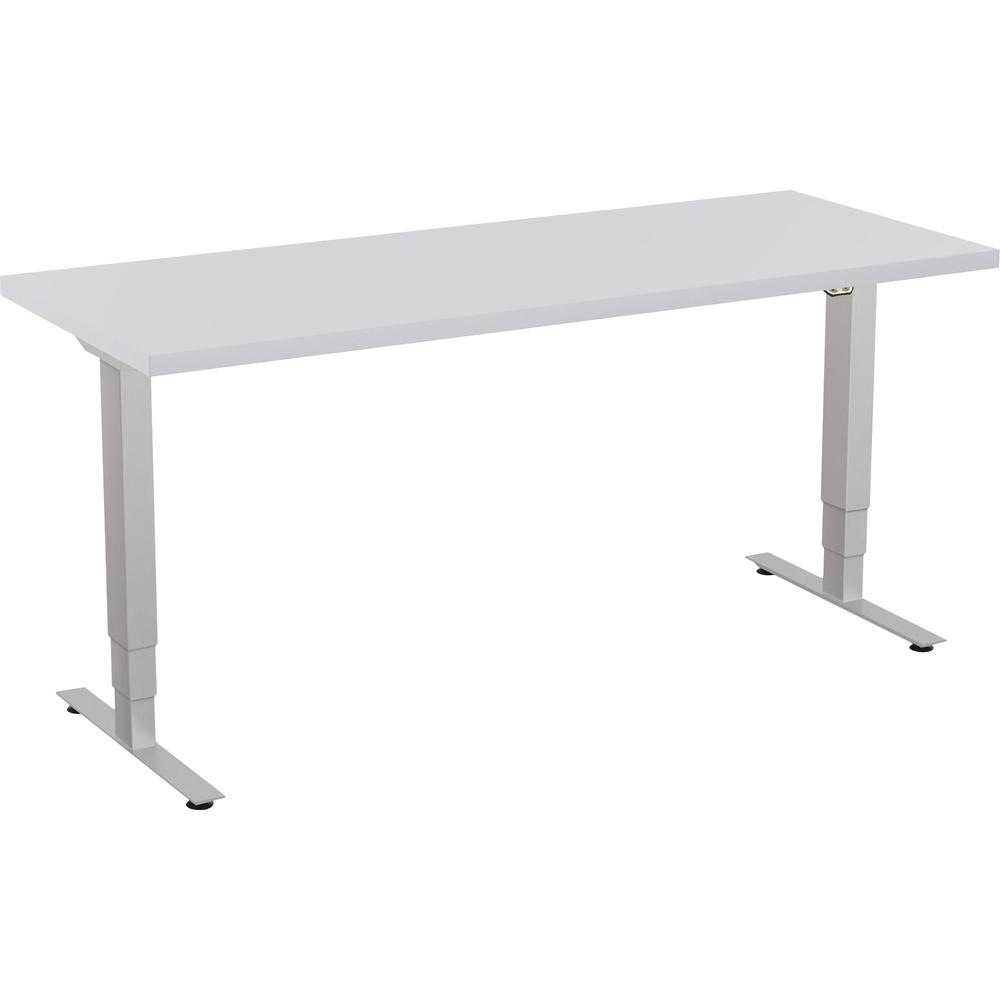 Special-T 24x60" Patriot 3-Stage Sit/Stand Table - Gray Rectangle Top - Silver Gray Base - 60" Table Top Width x 24" Table Top Depth - 46" Height - Assembly Required - TAA Compliant. Picture 1