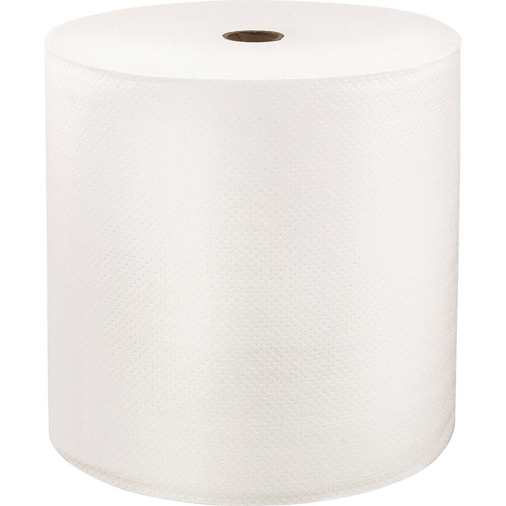 LoCor Hardwound Roll Towels - 1 Ply - 7" x 1000 ft - Bright White - Fiber - Eco-friendly, Soft, Absorbent, Strong - For Hand - 6 / Carton. Picture 1