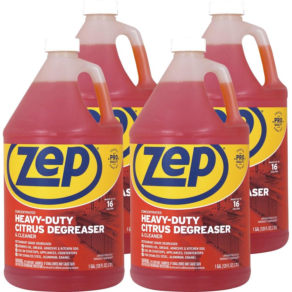 Zep Heavy-Duty Citrus Degreaser - Concentrate - 128 fl oz (4 quart) - 4 / Carton - Heavy Duty - Orange. Picture 1