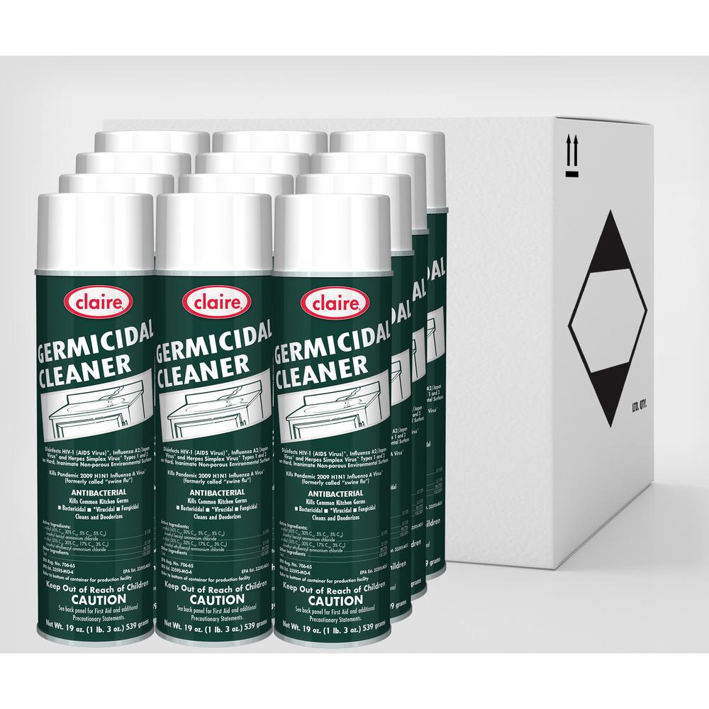 Claire Foaming Germicidal Cleaner - Spray - 20 fl oz (0.6 quart) - Floral Scent - 12 / Carton - White. Picture 1