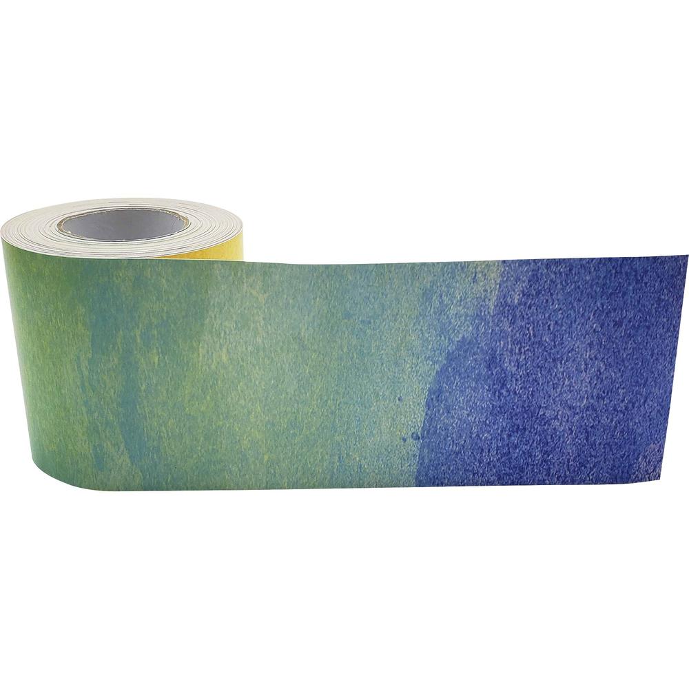 Teacher Created Resources Straight Rolled Border Trim - Watercolor - Sturdy, Durable - 3" Width x 600" Length - Multicolor - 1 / Roll. Picture 1