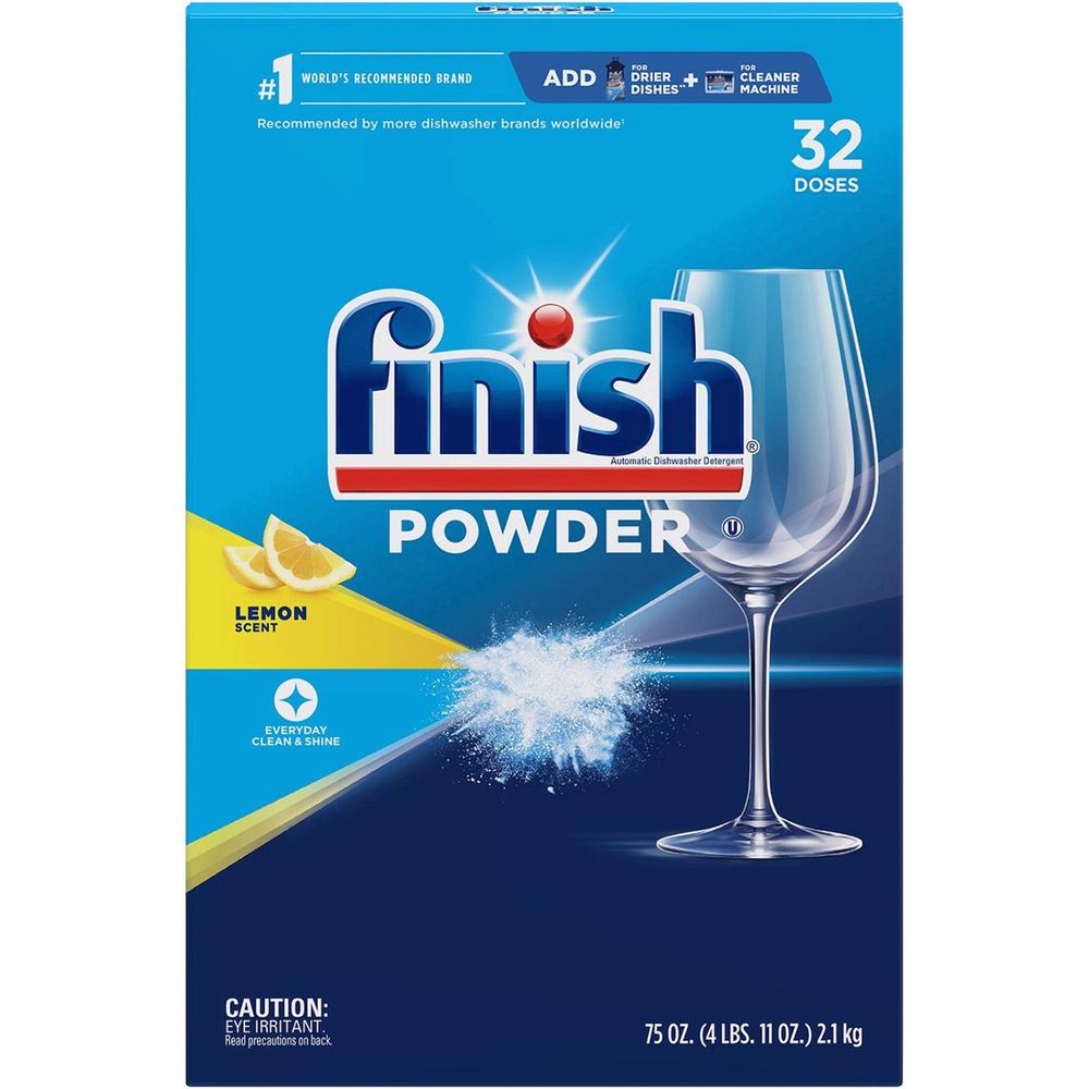 Finish Dishwasher Powder - Powder - 75 oz (4.69 lb) - Lemon Scent - 1 Each - White. Picture 1