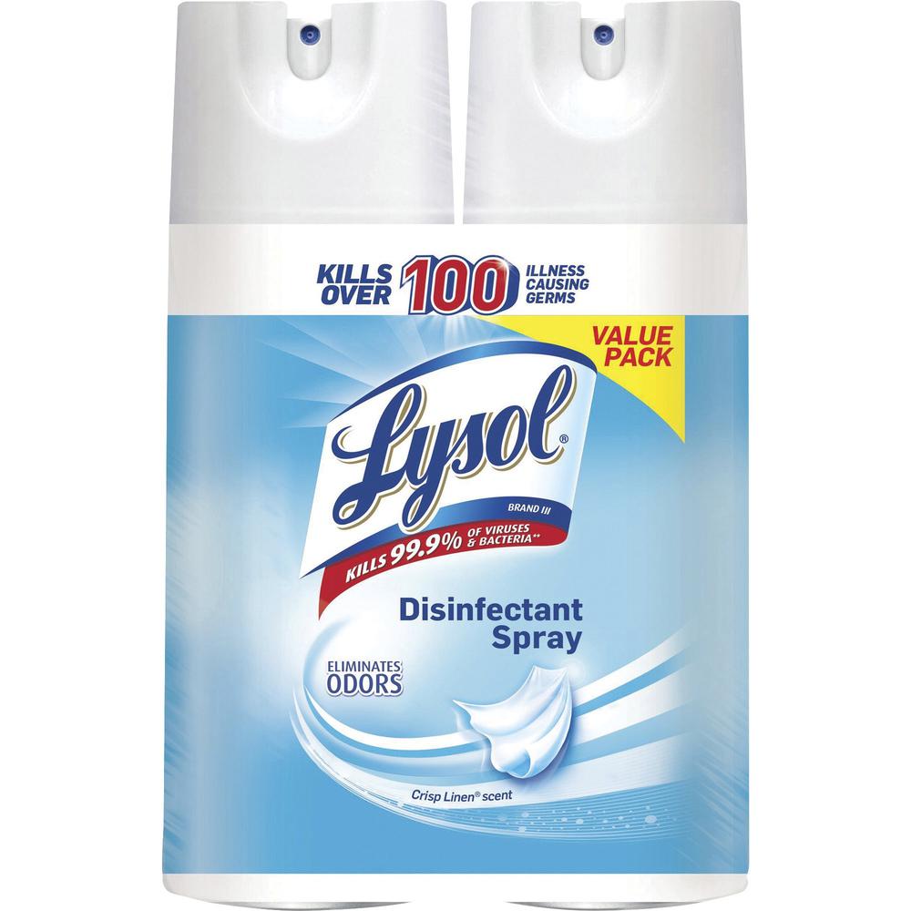 Lysol Lysol Linen Disinfectant Spray - Spray - 12.5 fl oz (0.4 quart) - Crisp Linen Scent - 2 / Pack - Clear. Picture 1