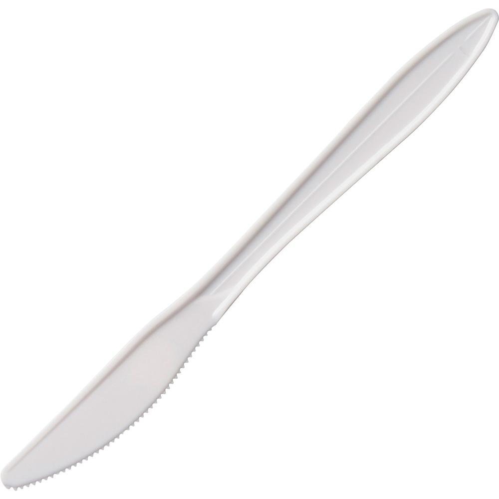 Solo Cutlery, Knife, 1/2"Wx6-1/2"Lx1/4"H, 1000/CT, White - 1000/Carton - Knife - 1 x Knife - Disposable - Polypropylene - White. Picture 1