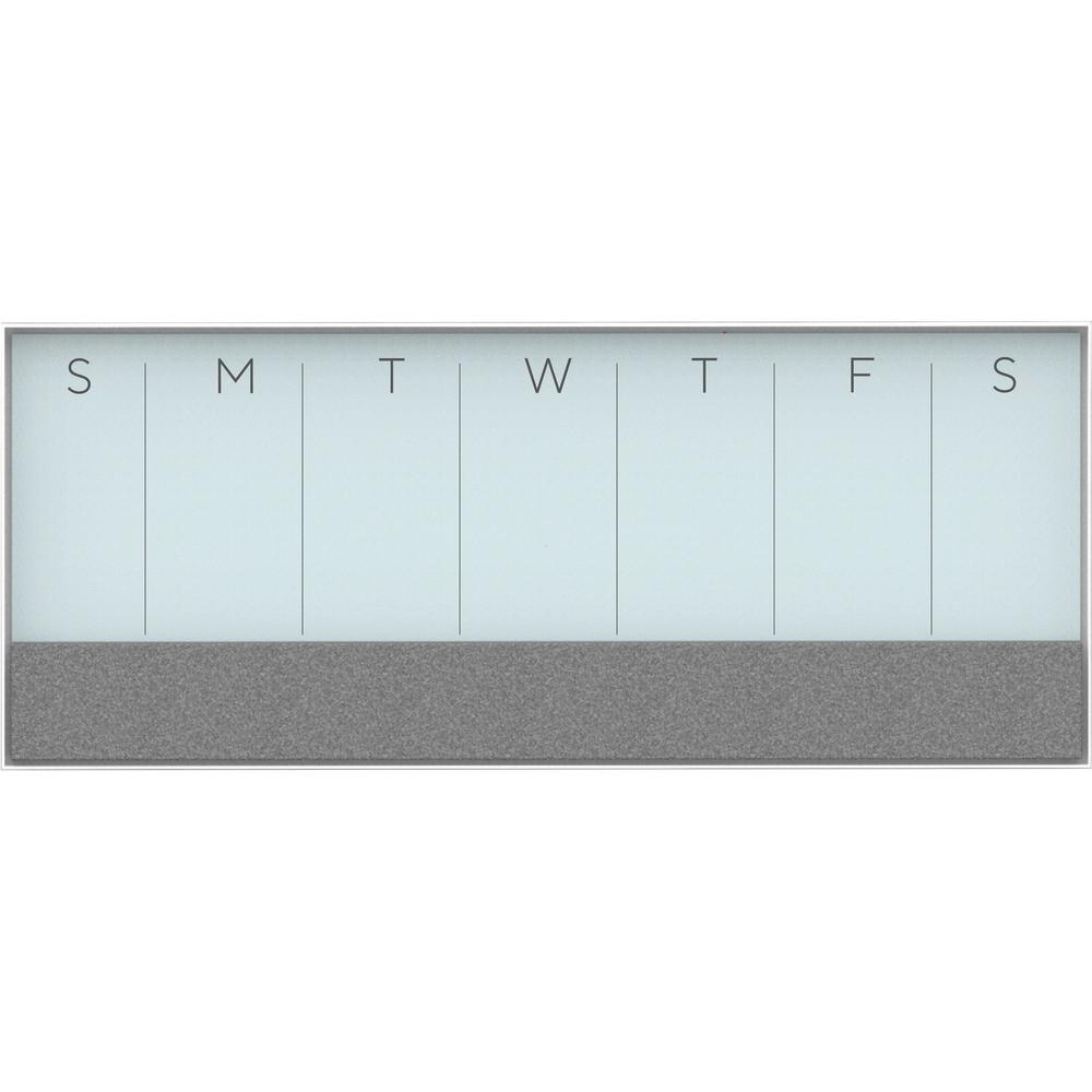 U Brands Magnetic Weekly Calendar Glass Dry Erase Board, Only for use with HIGH Energy Magnets, 15.25 x 35 Inches, White Aluminum Frame (3199U00-01) - 35" Height x 14.25" Width x 1" Depth - White Glas. The main picture.