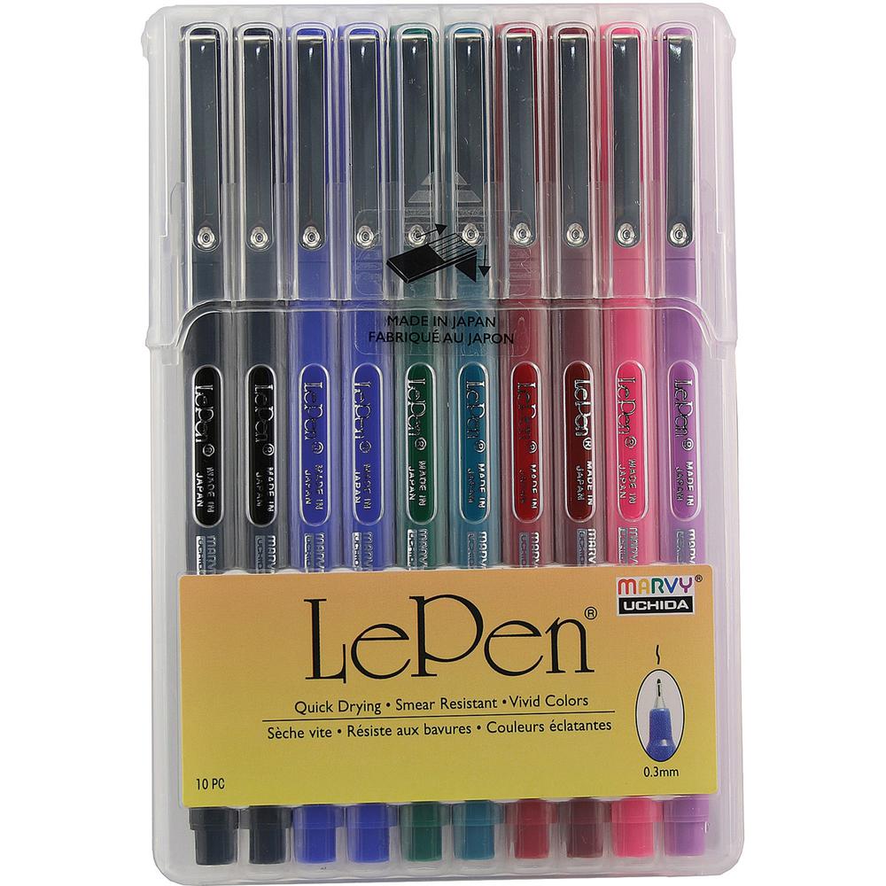 LePen Micro-Fine Point Pen, Basic, 10 Colors. Picture 1