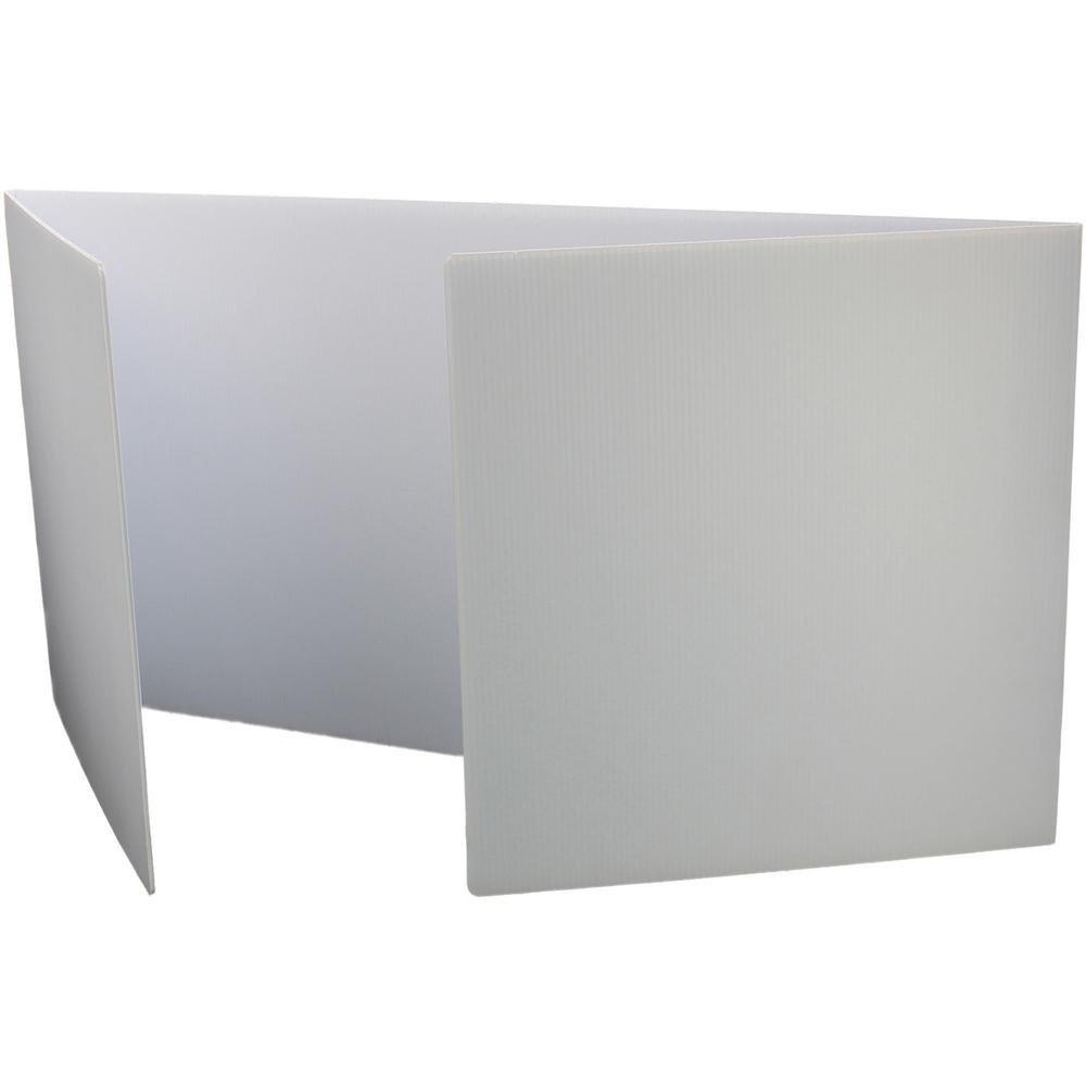 Flipside Tri-fold StudyCarrel - 12" Height x 48" Width x 1.10" Length - White - Plastic - 12 / Pack. Picture 1