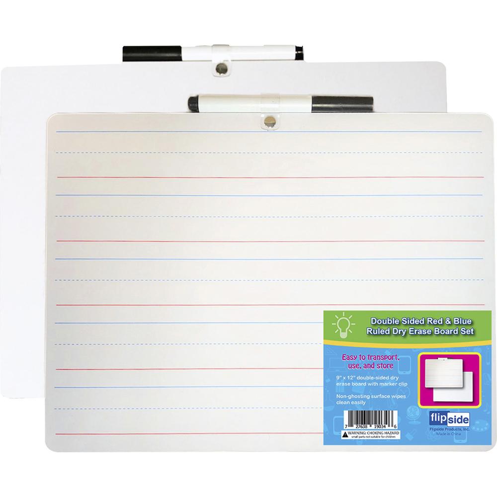 Flipside 2-sided Dry Erase Board Sets - 12" (1 ft) Width x 9" (0.8 ft) Height - White Hardboard Surface - Rectangle - Desktop, Lap - 12 / Pack. Picture 1